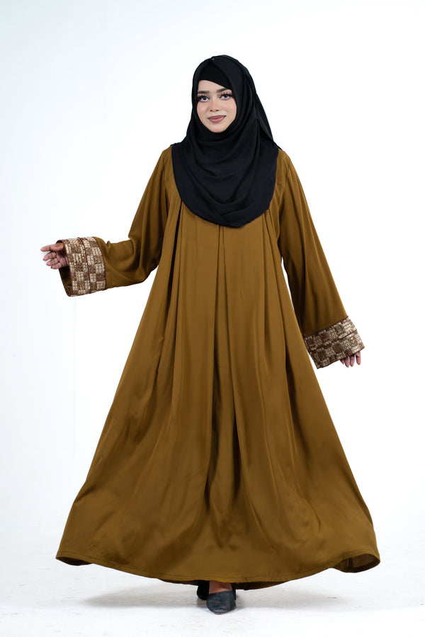 Afreen Gown | Black, Brown & Mustard