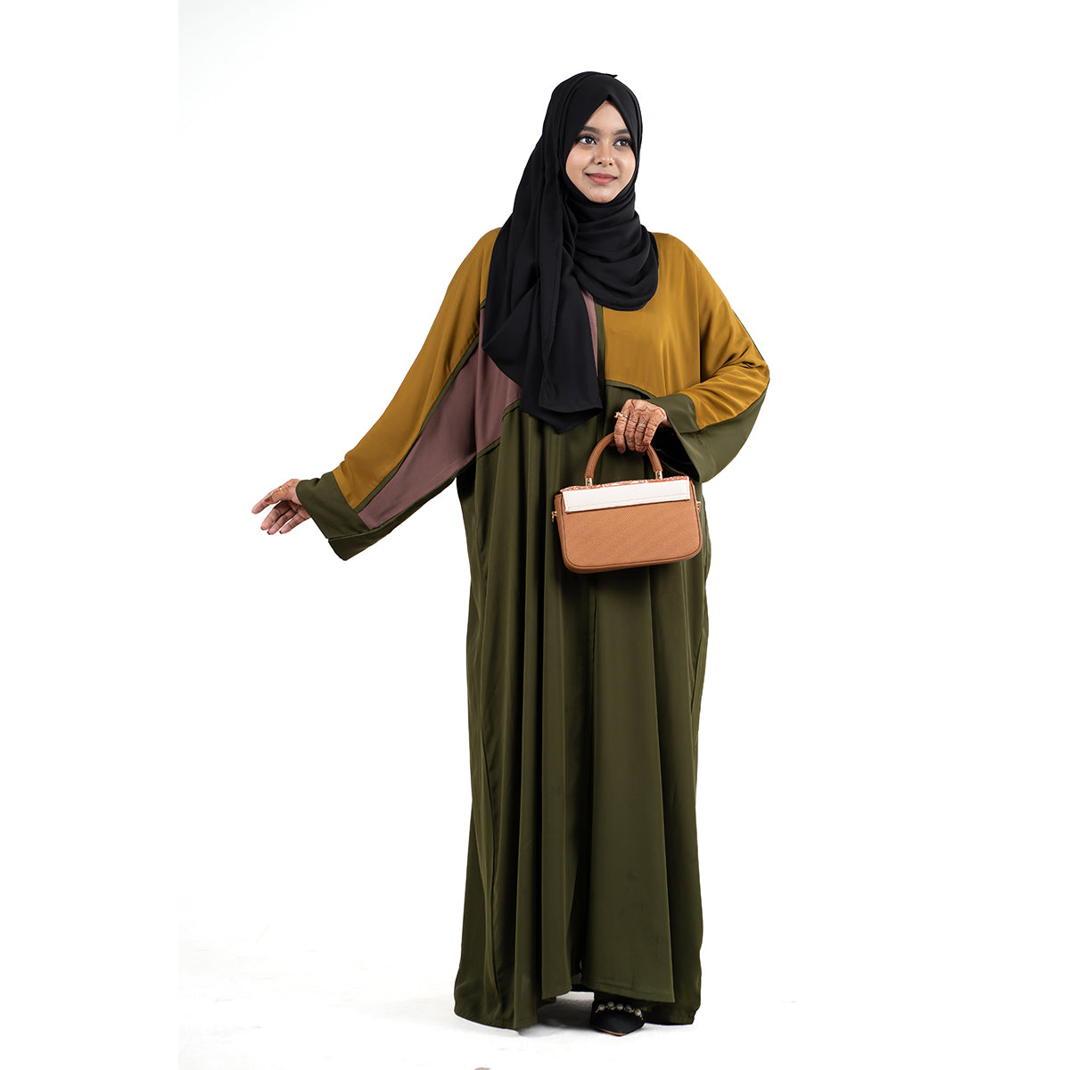 Aleena Kaftan | Brown, Maroon, Olive Green & Mustard