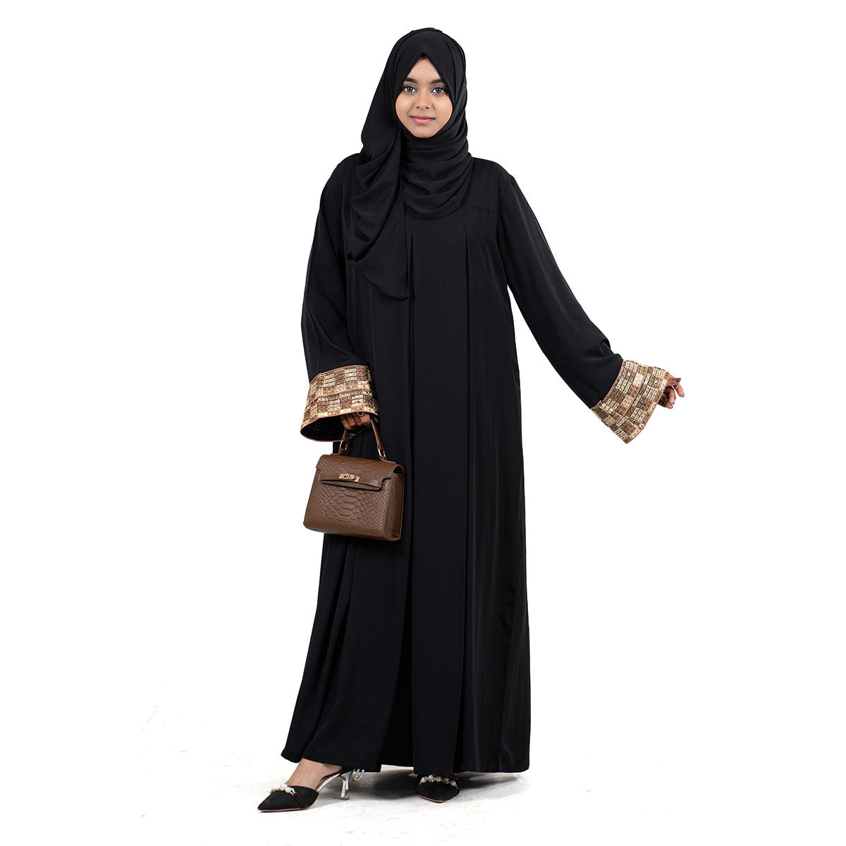 Afreen Gown |  Black, Brown & Mustard