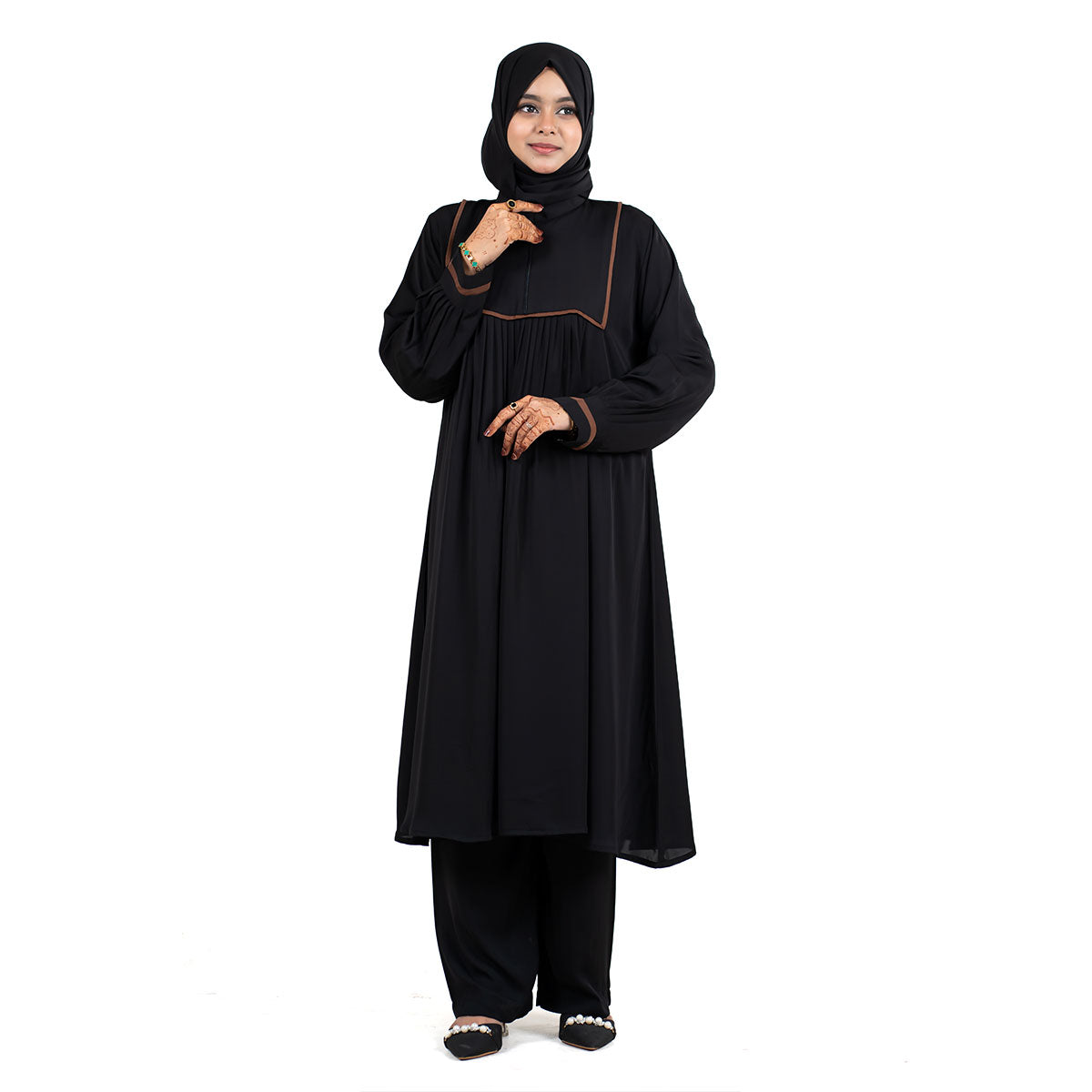 Meera Co-ords | Brown, Teal Green & Black