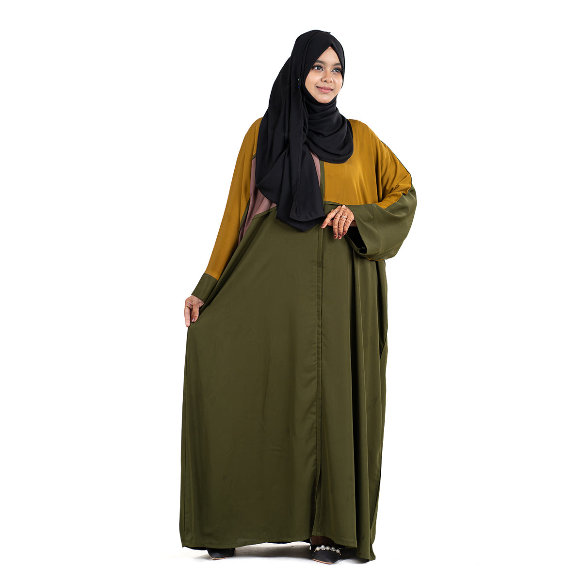 Aleena Kaftan | Brown, Maroon, Olive Green & Mustard