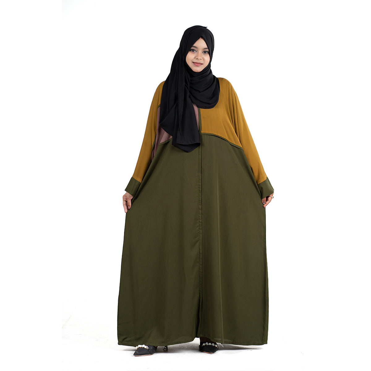 Aleena Kaftan | Brown, Maroon, Olive Green & Mustard
