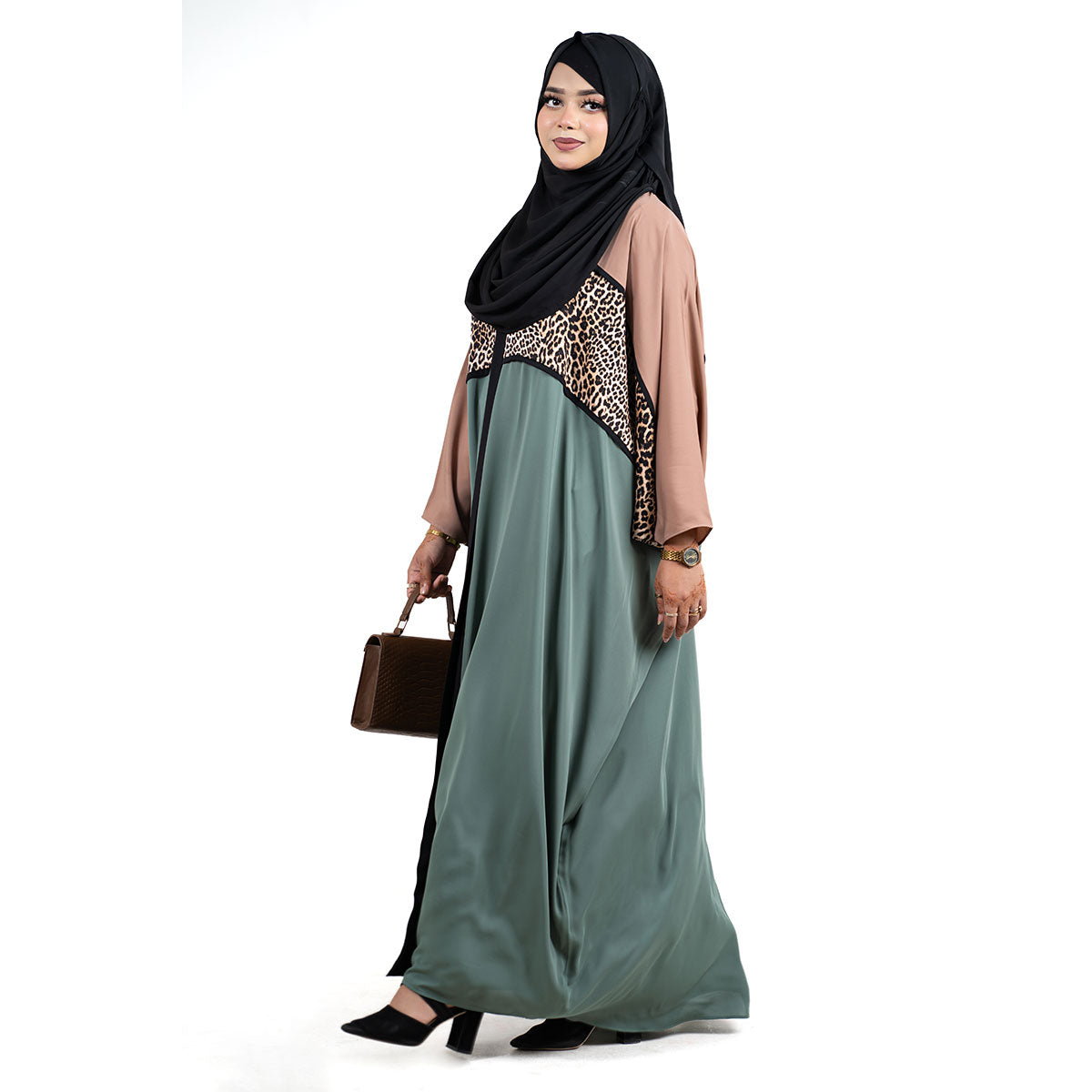 Noorina Kaftan |  Black, Mustard & Sage Green