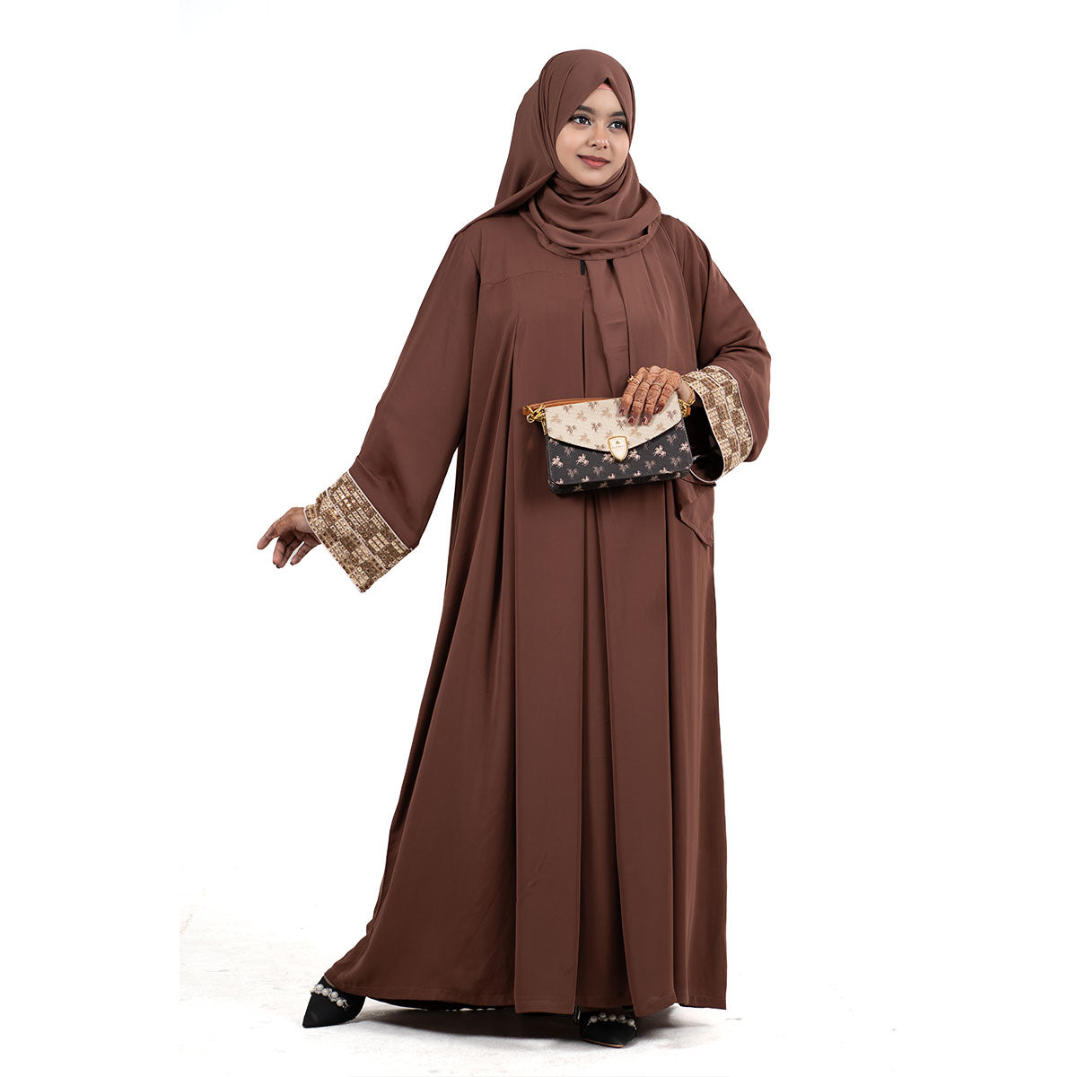 Afreen Gown |  Black, Brown & Mustard
