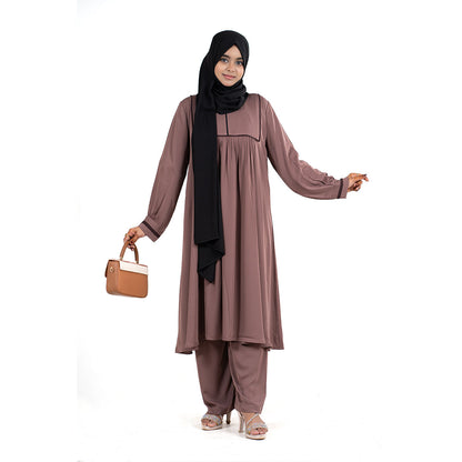 Meera Co-ords | Brown, Teal Green & Black