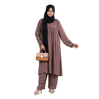 Meera Co-ords | Brown, Teal Green & Black
