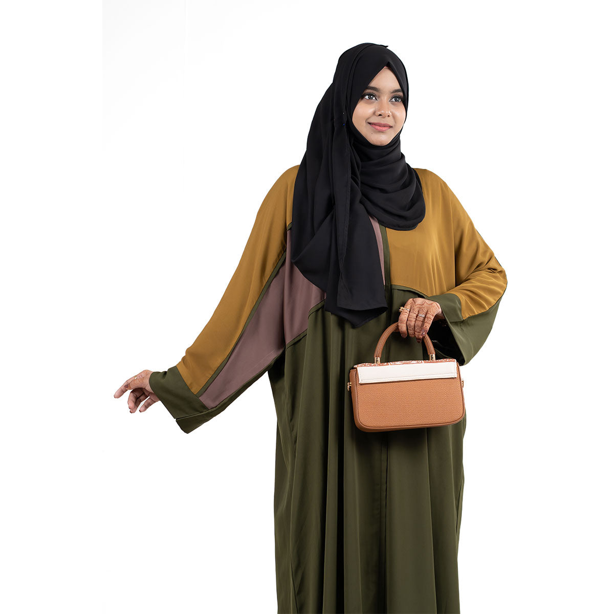 Aleena Kaftan | Brown, Maroon, Olive Green & Mustard