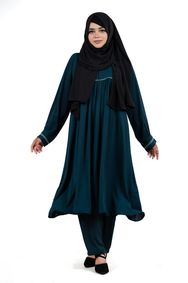 Meera Co-ords | Brown, Teal Green & Black