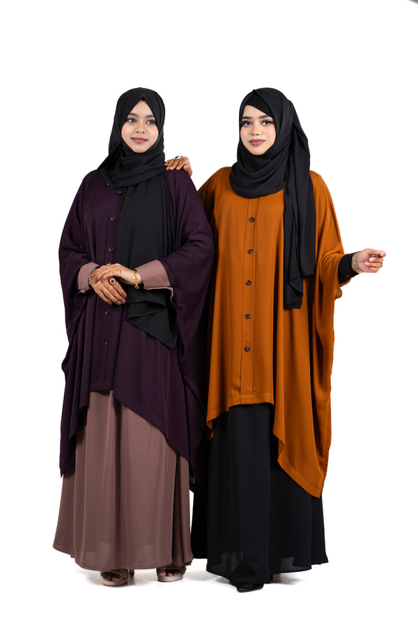 Malika Kaftan | Brown/Plum, Orange/Black, Plum/Rose & Black/Beige