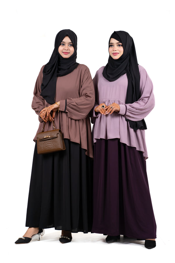 Abaya Muntazam | Lavender, Mocha Brown & Chocolate Brown