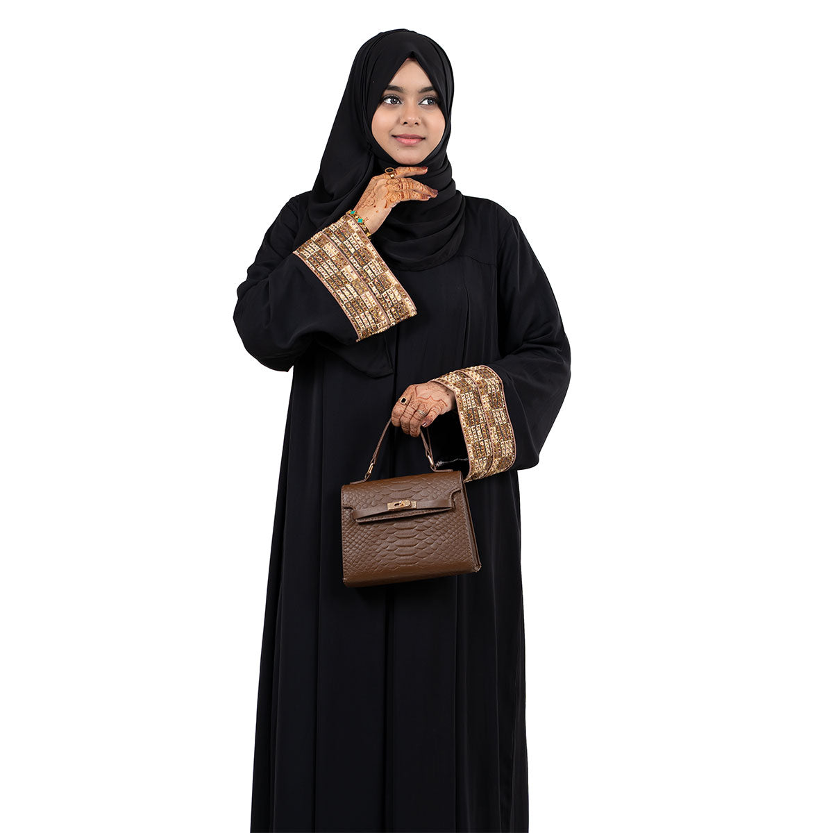 Afreen Gown |  Black, Brown & Mustard